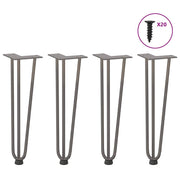hårnåleben til sofabord 4 stk. naturstål 42 cm massivt stål