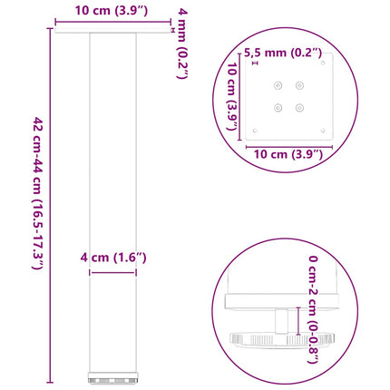 sofabordsben 4 stk. antracit 42-44 cm stål