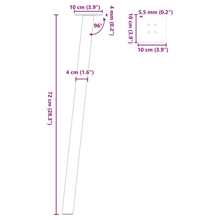 konsolbordben 4 stk. naturstål 72 cm stål
