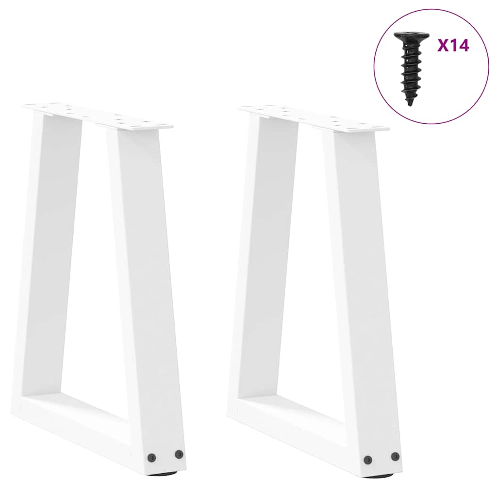 sofabordsben V-formet 2 stk. hvid 38 x (42-43,3) cm stål