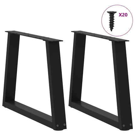sofabordben V-formet 2 stk. sort 50x(42-43,3) cm stål