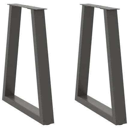 spisebordsben V-formet 2 stk. antracit 50x(72-73,3) cm stål