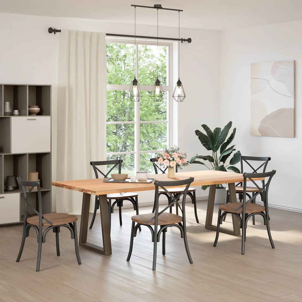 spisebordsben V-formet 2 stk. naturstål 50x(72-73,3) cm stål