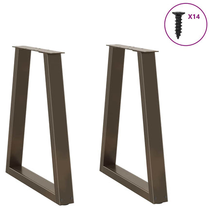 spisebordsben V-formet 2 stk. naturstål 50x(72-73,3) cm stål
