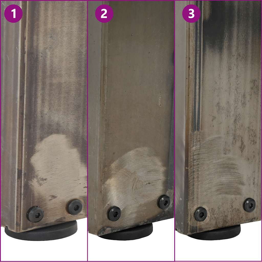 spisebordsben V-formet 2 stk. naturstål 50x(72-73,3) cm stål