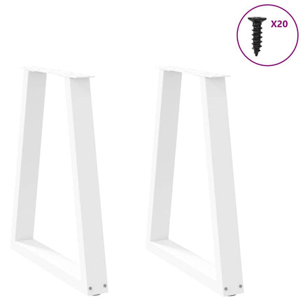 spisebordsben V-formet 2 stk. hvid 60 x (72-73,3) cm stål
