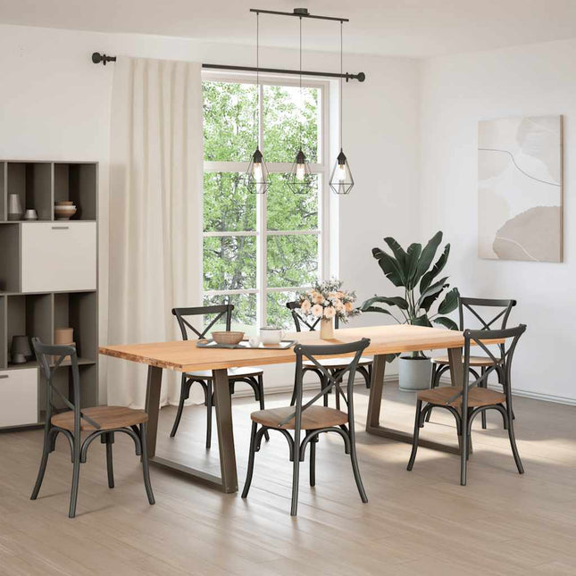 spisebordsben V-formet 2 stk. naturstål 100x(72-73,3) cm stål