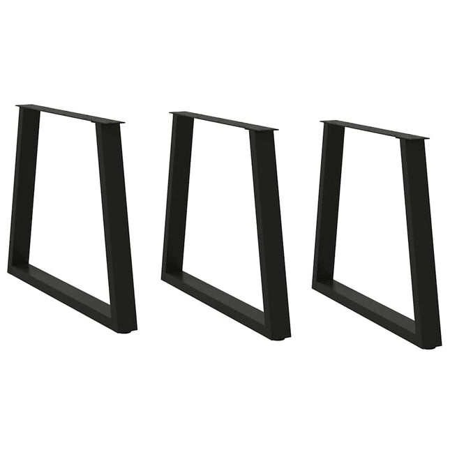 spisebordsben V-formet 3 stk. sort 70 x (72-73,3) cm stål