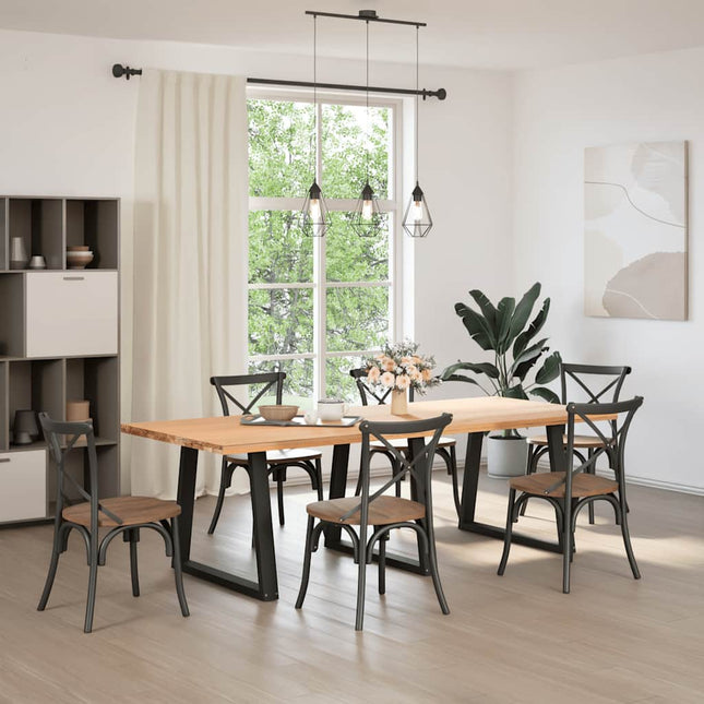 spisebordsben V-formet 3 stk. sort 70 x (72-73,3) cm stål