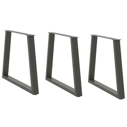 spisebordsben V-formet 3 stk. antracit 80x(72-73,3) cm stål