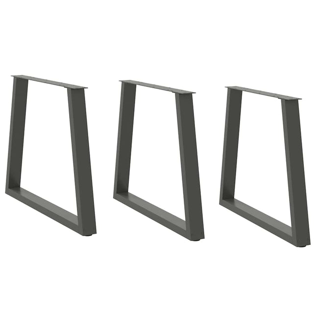 spisebordsben V-formet 3 stk. antracit 80x(72-73,3) cm stål