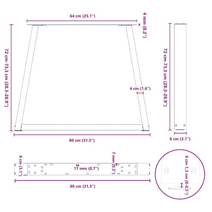 spisebordsben V-formet 3 stk. antracit 80x(72-73,3) cm stål