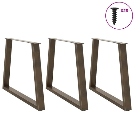 spisebordben V-formet 3 stk. naturstål 100x(72-73,3) cm stål