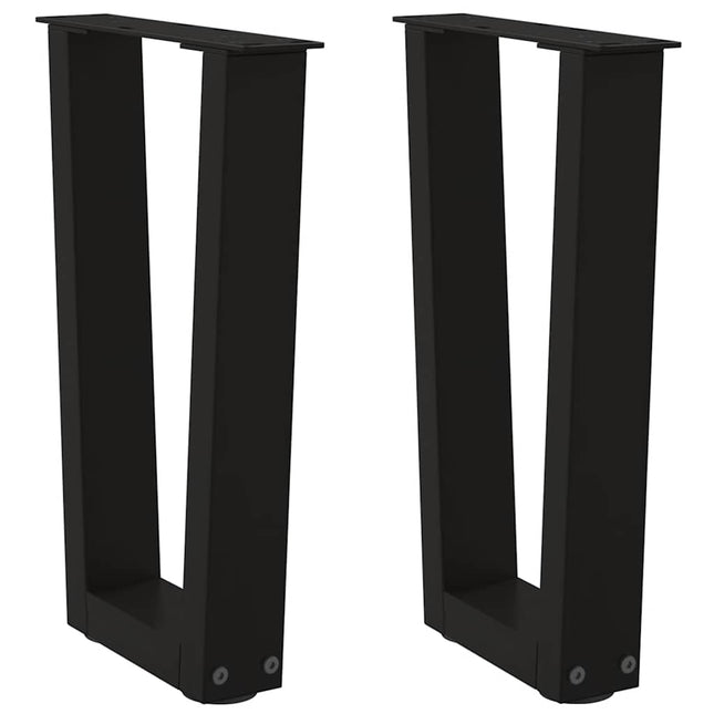 sofabordsben V-formet 2 stk. sort 38 x (42-43,3) cm stål