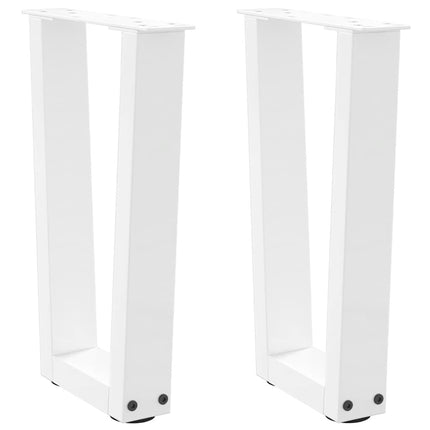 sofabordsben V-formet 2 stk. hvid 38 x (42-43,3) cm stål