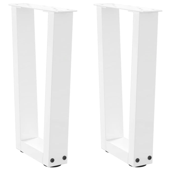 sofabordsben V-formet 2 stk. hvid 38 x (42-43,3) cm stål