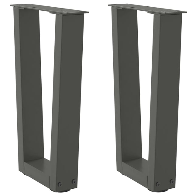 sofabordsben V-formet 2 stk. antracit 38 x (42-43,3) cm stål