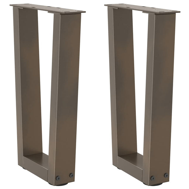sofabordsben V-formet 2 stk. naturstål 38 x (42-43,3) cm stål