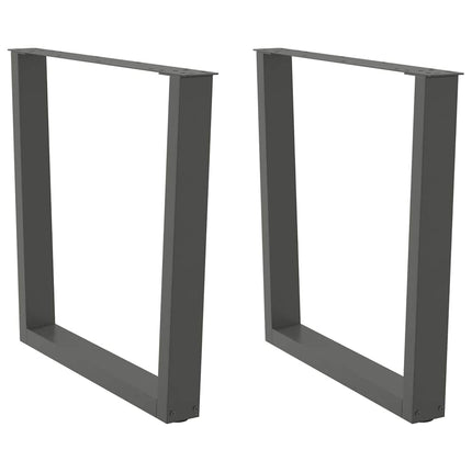spisebordsben V-formet 2 stk. antracit 90 x (72-73,3) cm stål