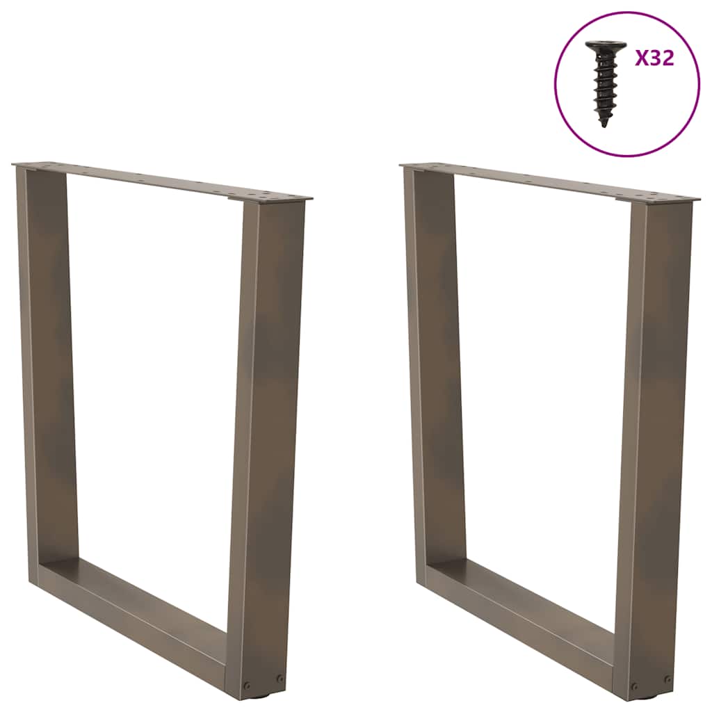 spisebordsben V-formet 2 stk. naturstål 90 x (72-73,3) cm stål