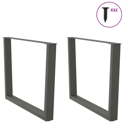 spisebordsben V-formet 2 stk. antracit 100x(72-73,3) cm stål