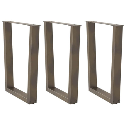 spisebordsben V-formet 3 stk. naturstål 70 x (72-73,3) cm stål