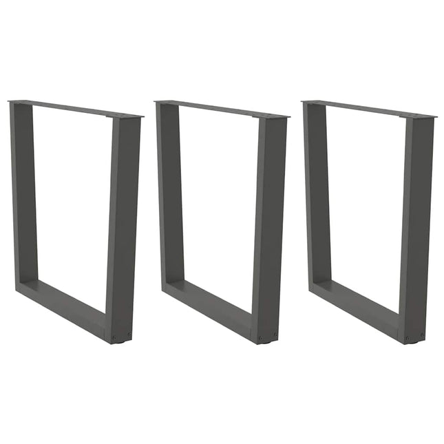 spisebordsben V-formet 3 stk. antracit 80x(72-73,3) cm stål