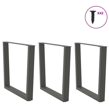 spisebordsben V-formet 3 stk. antracit 80x(72-73,3) cm stål