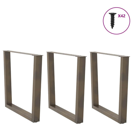spisebordsben V-formet 3 stk. naturstål 80x(72-73,3) cm stål