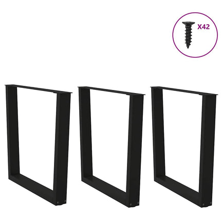 spisebordben V-formet 3 stk. sort 90 x (72-73,3) cm stål