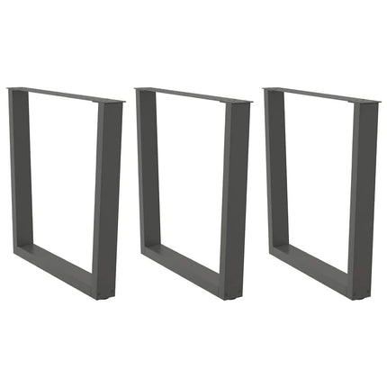 spisebordsben V-formet 3 stk. antracit 90 x (72-73,3) cm stål