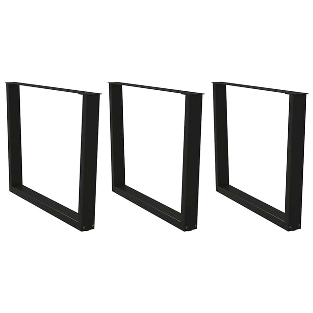 spisebordsben V-formet 3 stk. sort 100x(72-73,3) cm stål