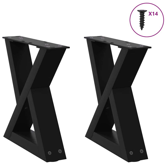 sofabordsben 2 stk. sort 40x(30-31,3) cm stål