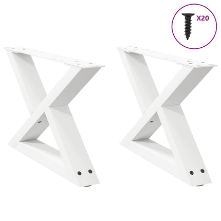 sofabordsben 2 stk. hvid 60 x (30-31,3) cm stål