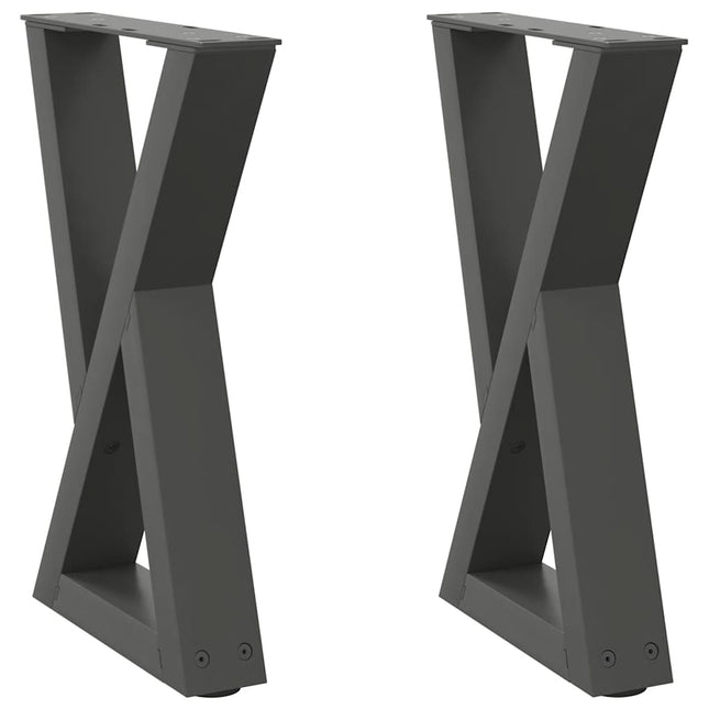 sofabordsben 2 stk. antracit 38 x (42-43,3) cm stål