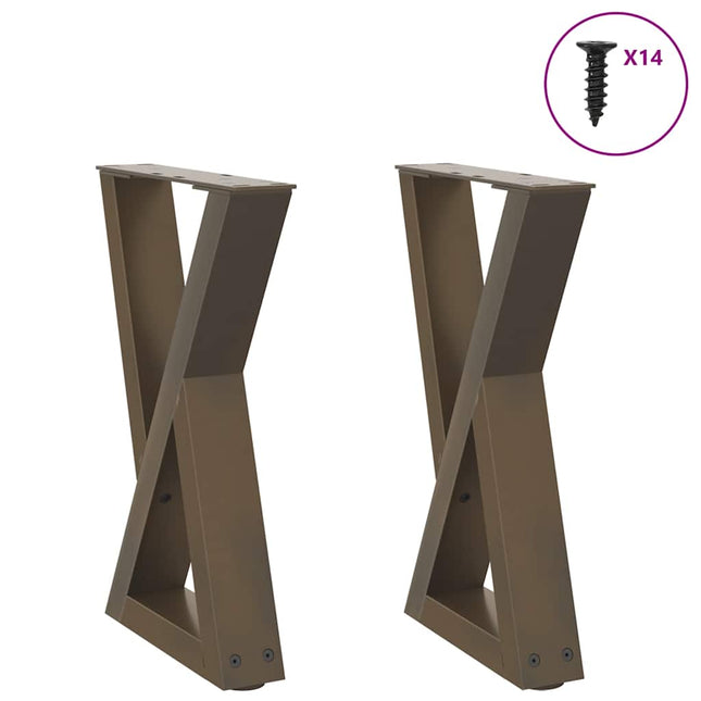 sofabordsben 2 stk. naturstål 38 x (42-43,3) cm stål