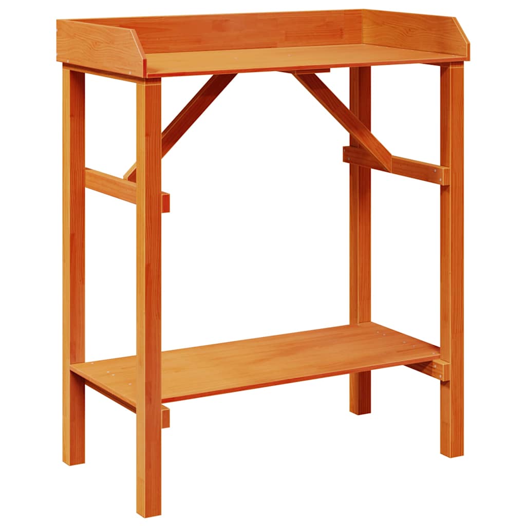 Planteholdere med hylde Brun 75 x 40 x 90 cm Massivt fyrretræ