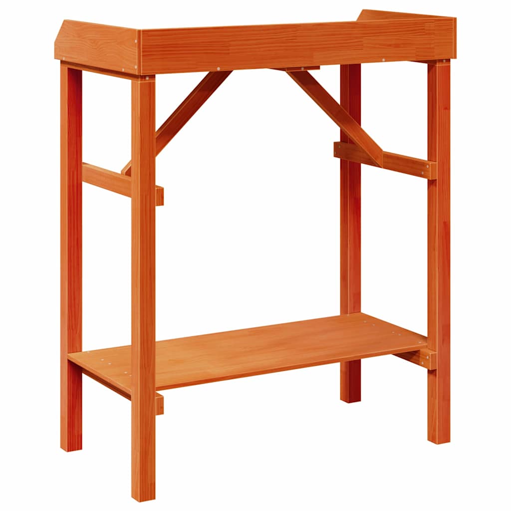 Planteholdere med hylde Brun 75 x 40 x 90 cm Massivt fyrretræ