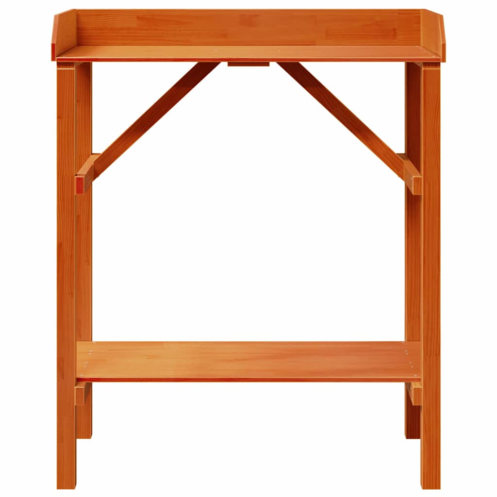 Planteholdere med hylde Brun 75 x 40 x 90 cm Massivt fyrretræ