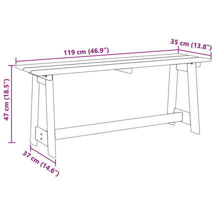Udendørs bænk Naturfarvet 119 x 37 x 47 cm Massiv Fyrretræ