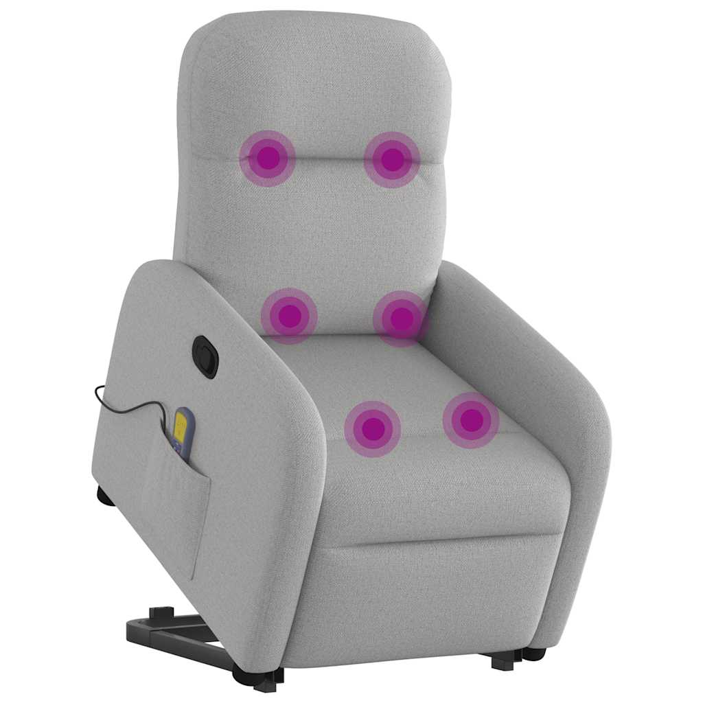 massagestol med løftefunktion stof skygrå