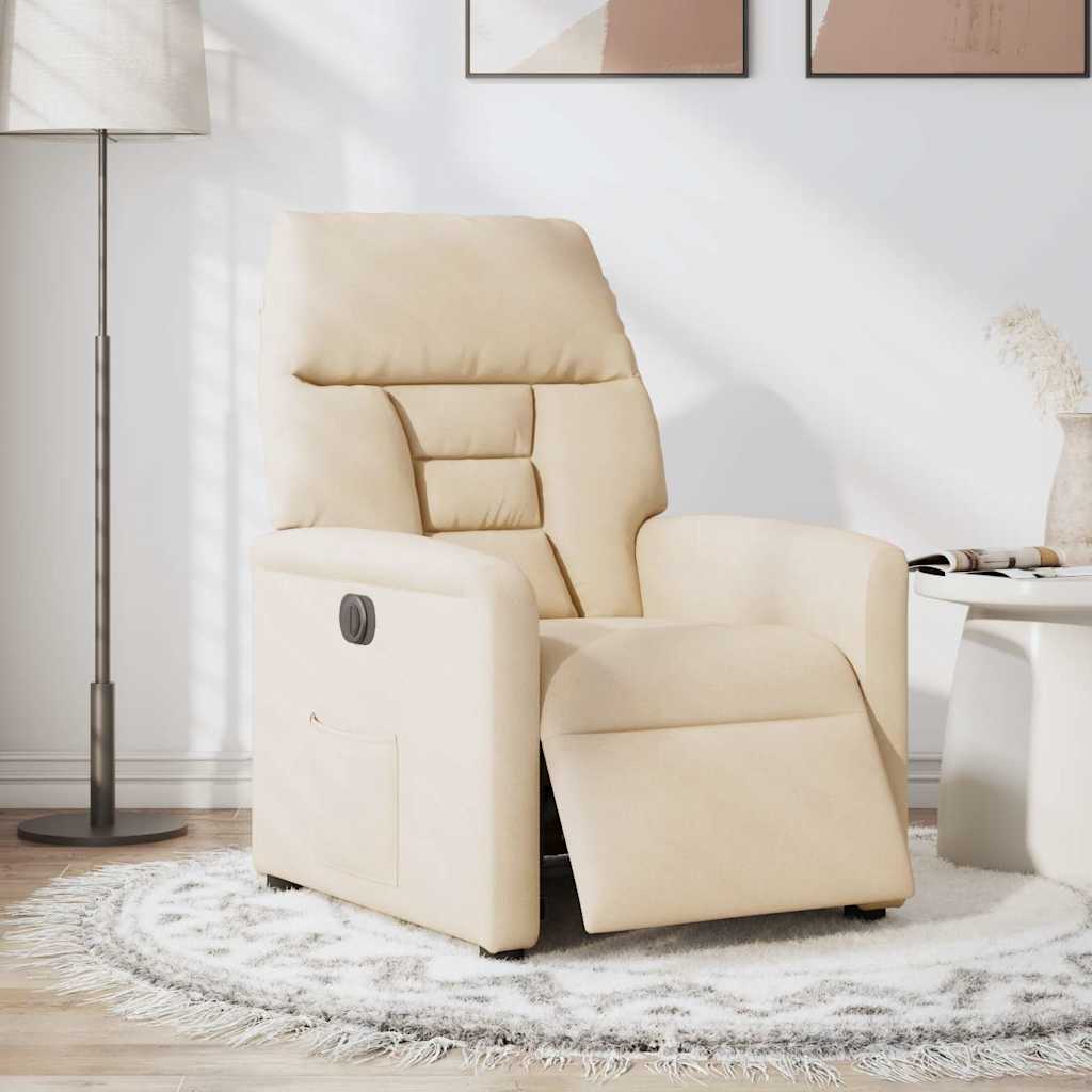 eldrevet lænestol mikrofiberstof beige