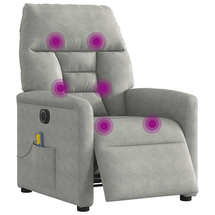 massagestol mikrofiberstof lysegrå