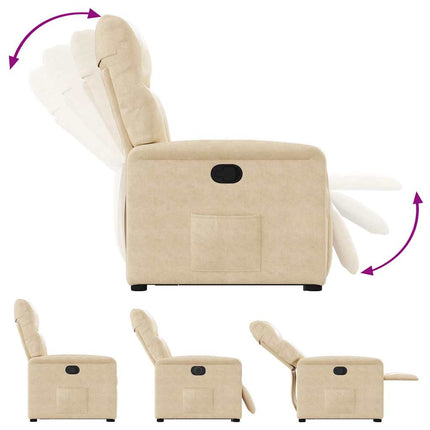 massagestol med løftefunktion mikrofiberstof cremefarvet