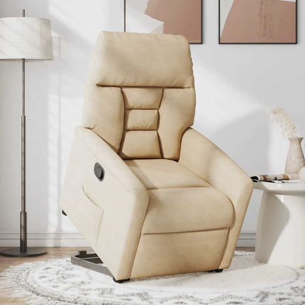 massagestol med løftefunktion mikrofiberstof cremefarvet