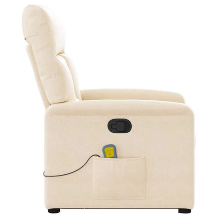 massagestol med løftefunktion mikrofiberstof beige