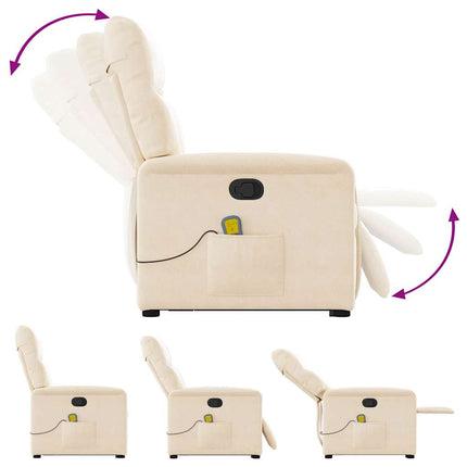 massagestol med løftefunktion mikrofiberstof beige