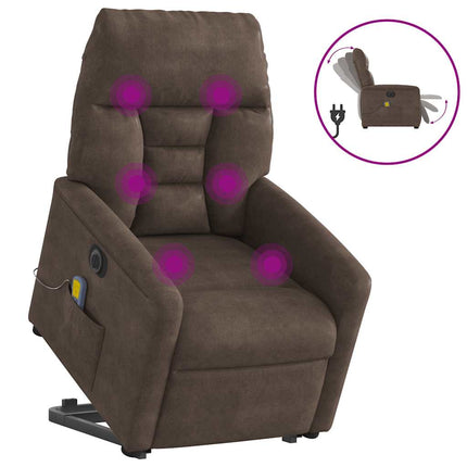 massagestol med løftefunktion mikrofiberstof brun