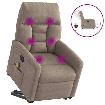 massagestol med løftefunktion mikrofiberstof gråbrun