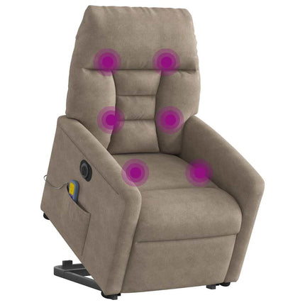 massagestol med løftefunktion mikrofiberstof gråbrun